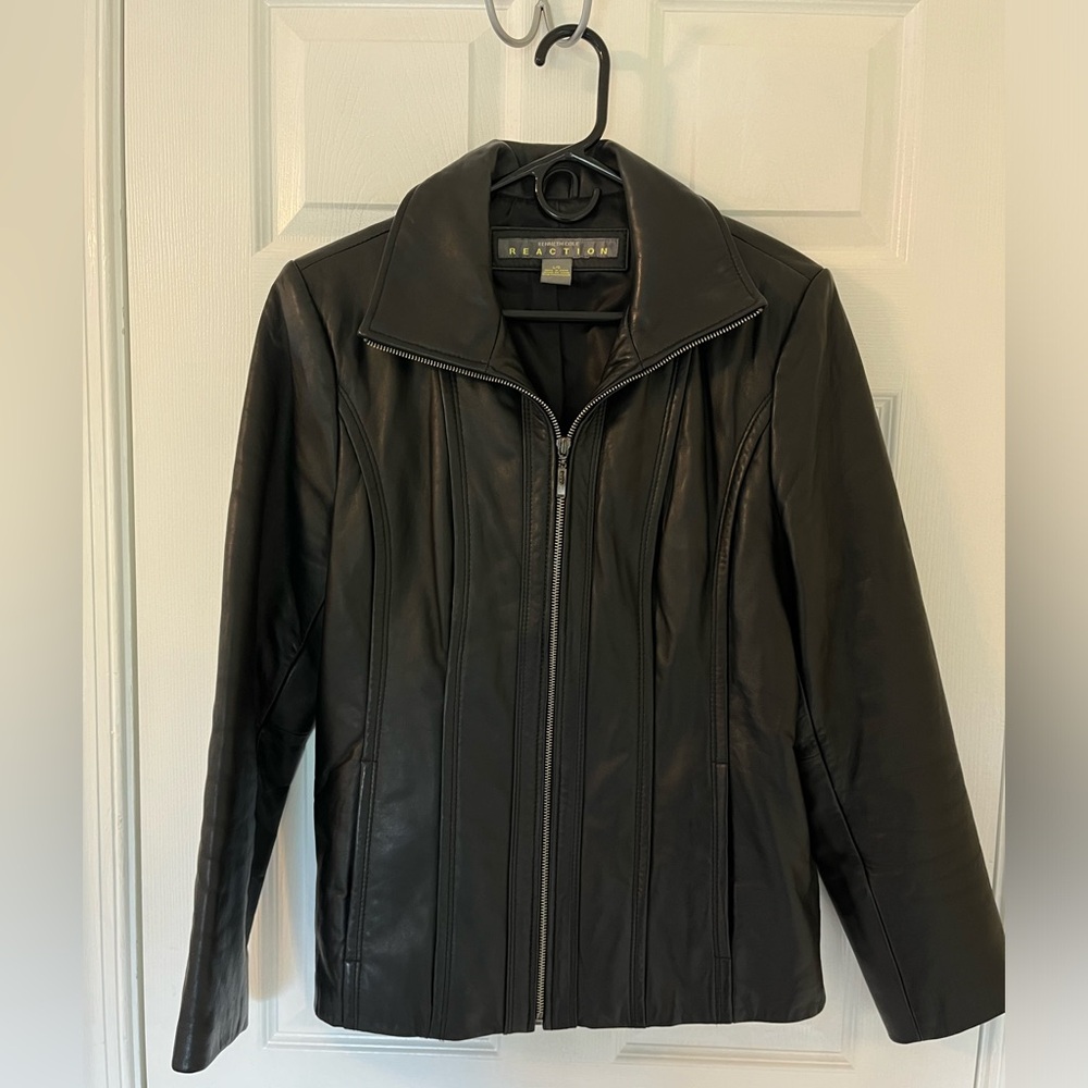 Kenneth Cole Reaction black leather jacket, excellent condition